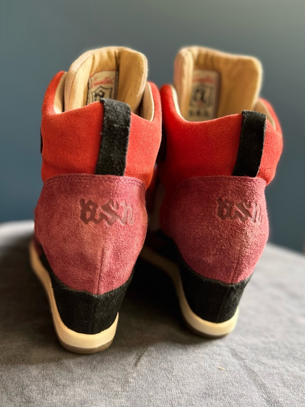 Women’s stylish high heel A.S.H Hightops in Purple,Coral, and Tan